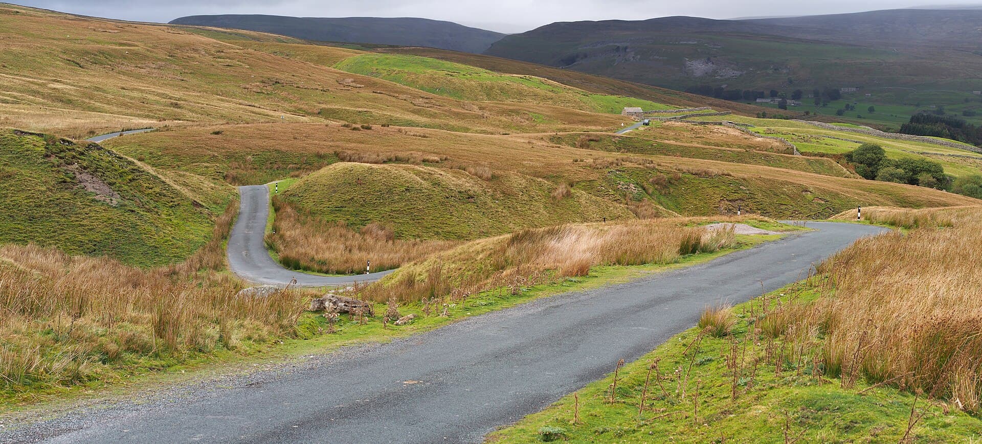 A winding road through open Yorkshire moorland